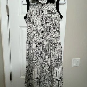 Black and White Newspaper Print Dress